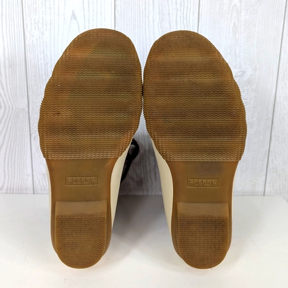 Sperry Tall Saltwater Duckboots Women's Size 6 Top Sider Brown Leather and Cream - Picture 14 of 14